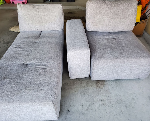 Light grey sectional sofa after upholstery cleaning